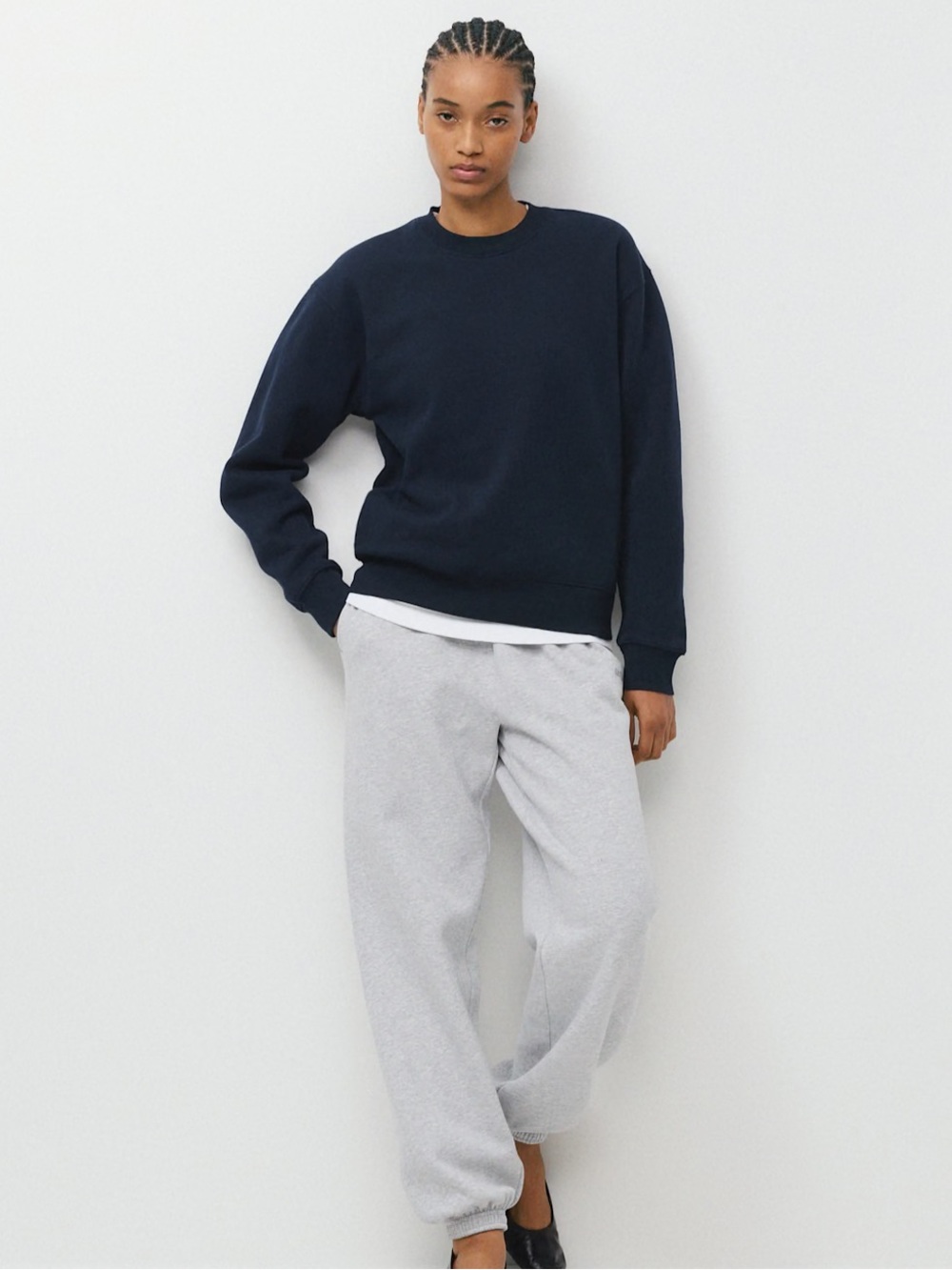 Aritzia Cozy Sweatfleece Perfect Fit Crew Sweatshirt Size XS in Admiral Navy
